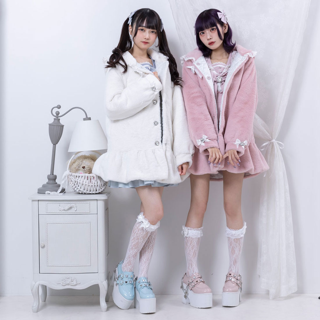 ユメテンボウ 夢展望 レースアップうさ耳ファーコート(507107950 ユメテンボウ 夢展望 レースアップうさ耳ファーコート(507107950