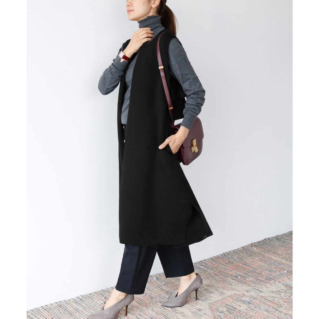 エルフランク ELFRANK バックペプラムサイドスリットロング丈