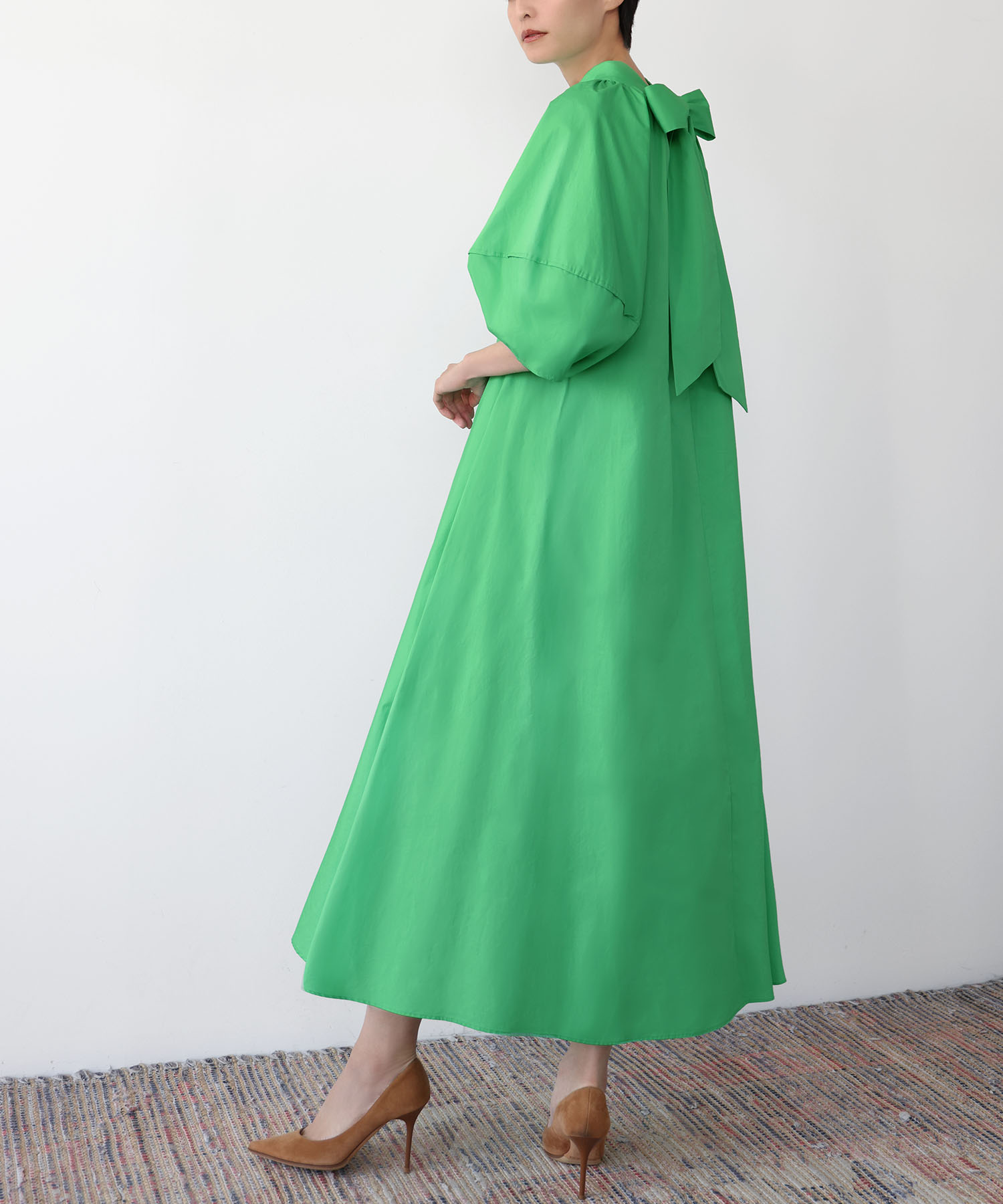 セール】エルフランク ELFRANK バックリボンランタンスリーブハイネックAラインロングワンピース(507153660) |  ELFRANK(ELFRANK) - d fashion