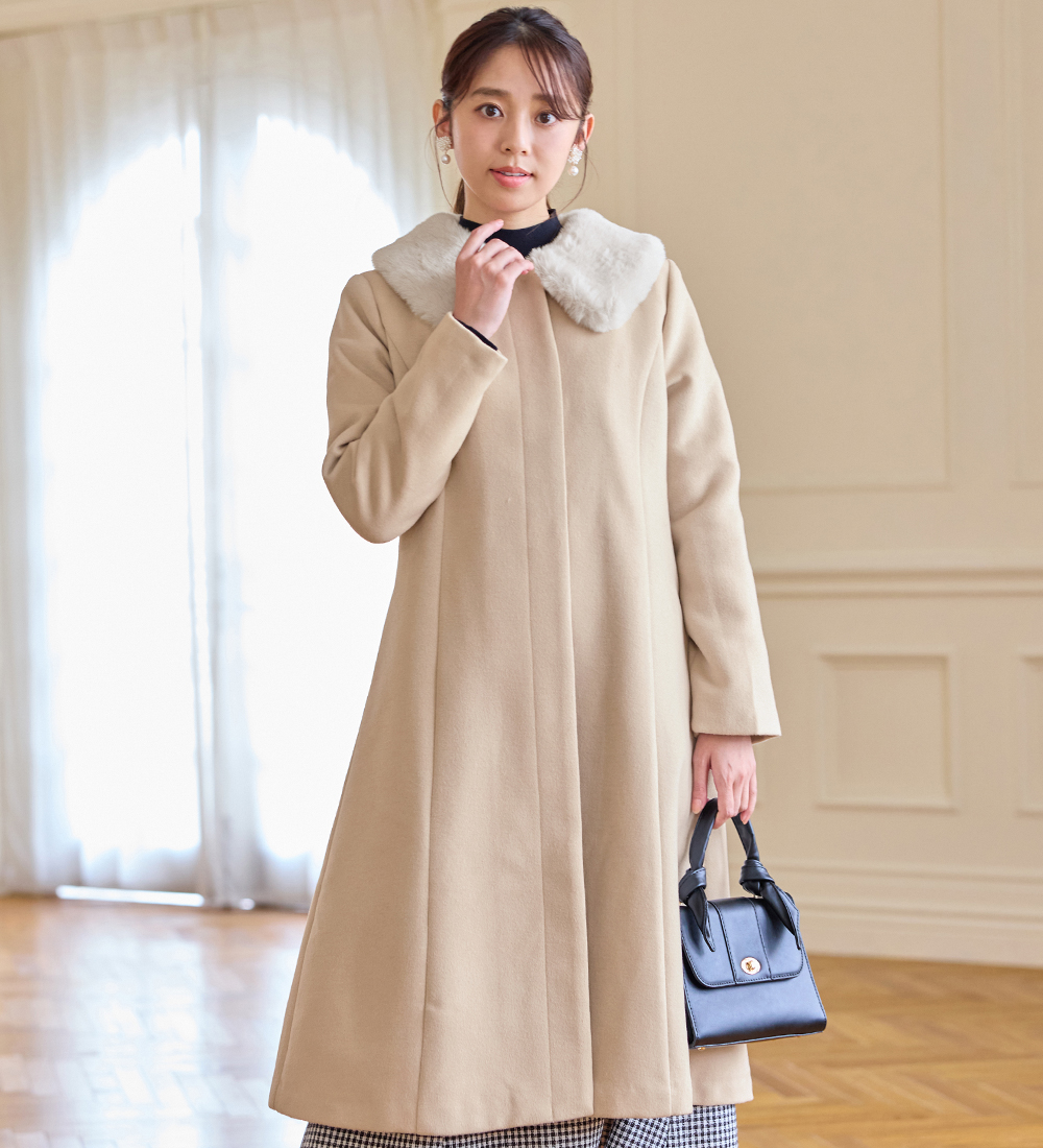 セール】アロッタ Alotta 美人シルエットファー付ノーカラー