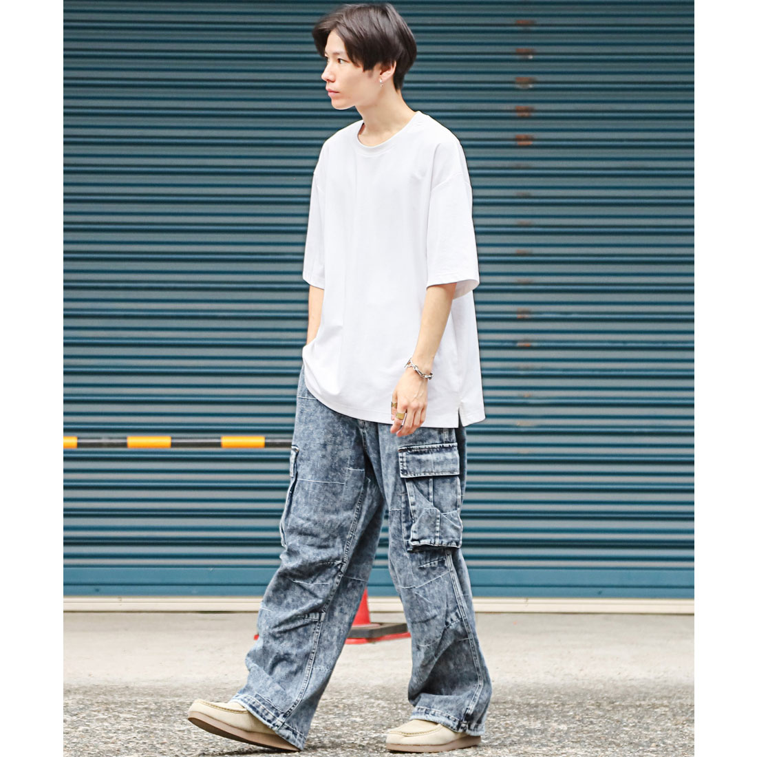 ラグスタイル LUXSTYLE デニムパッチワークパターンカーゴパンツ