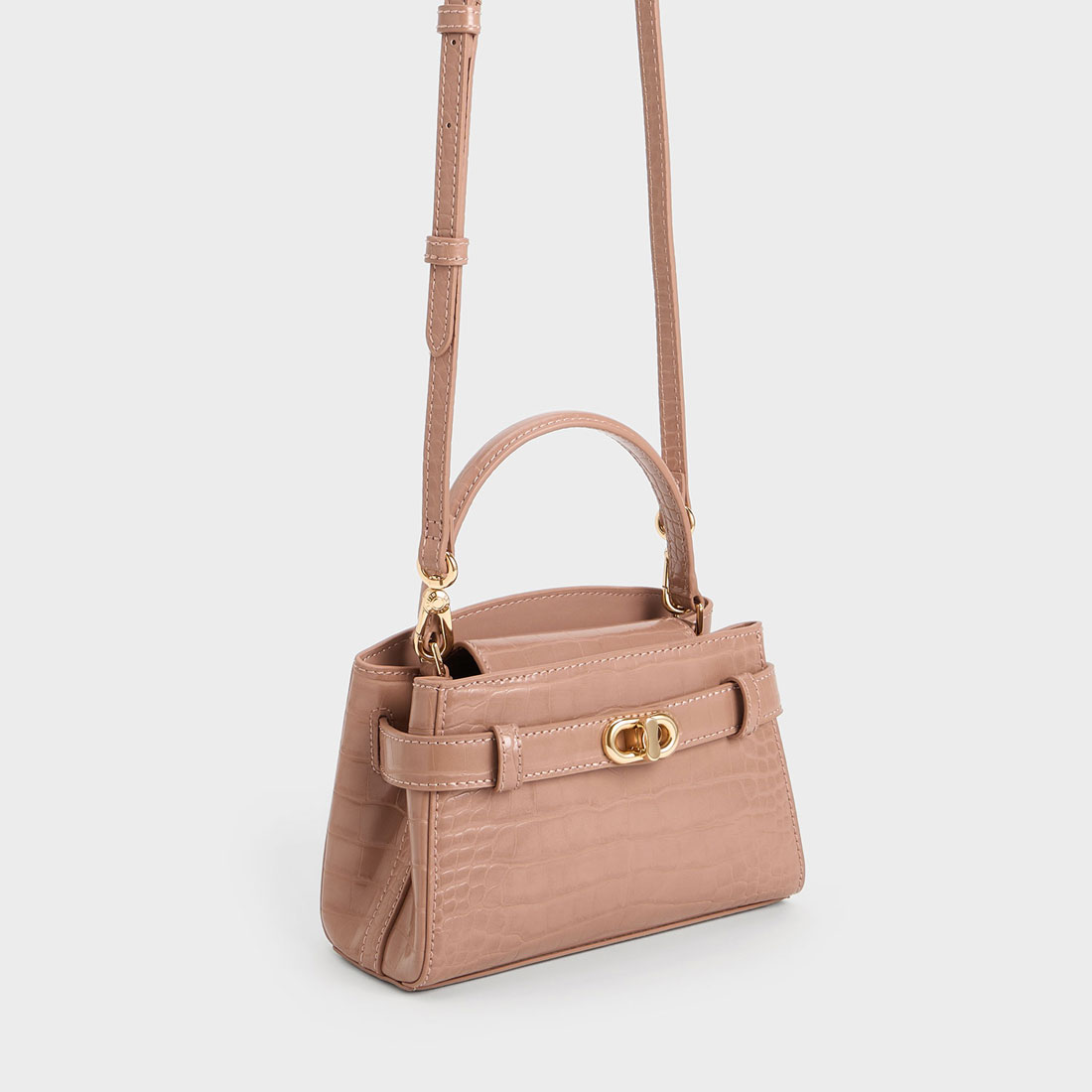Aubrielle オブリエル クロックエフェクトトップハンドルバッグ