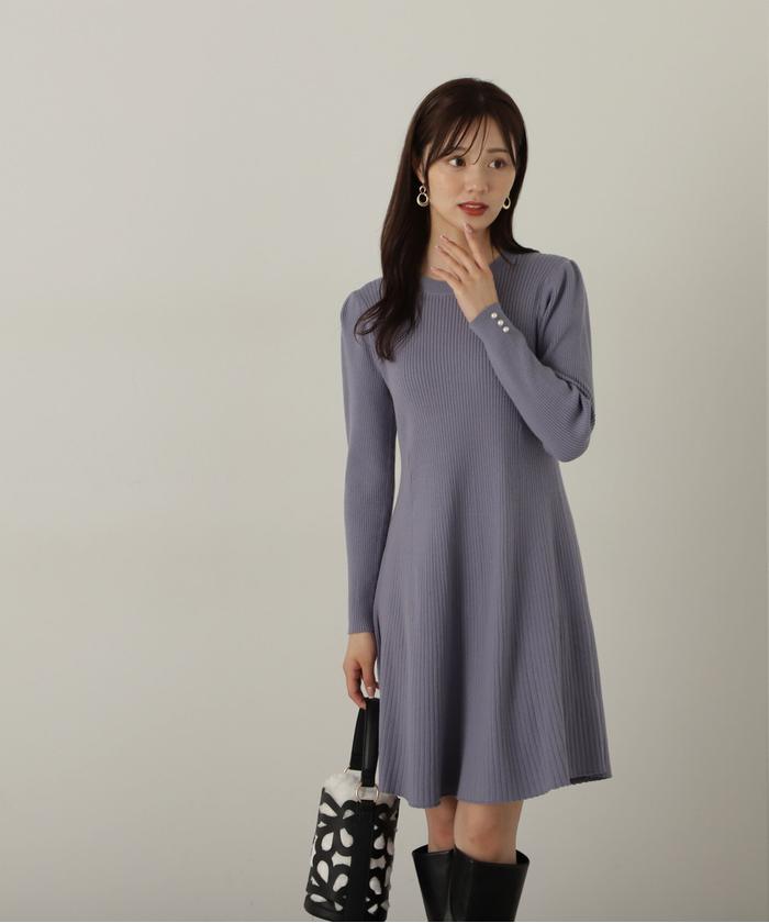 フレンチ風 ボトリング ニットドレス ショートワンピ ツーピース GINZA COUTURE/銀座クチュール】スカーフプリント/ 膝丈/ A