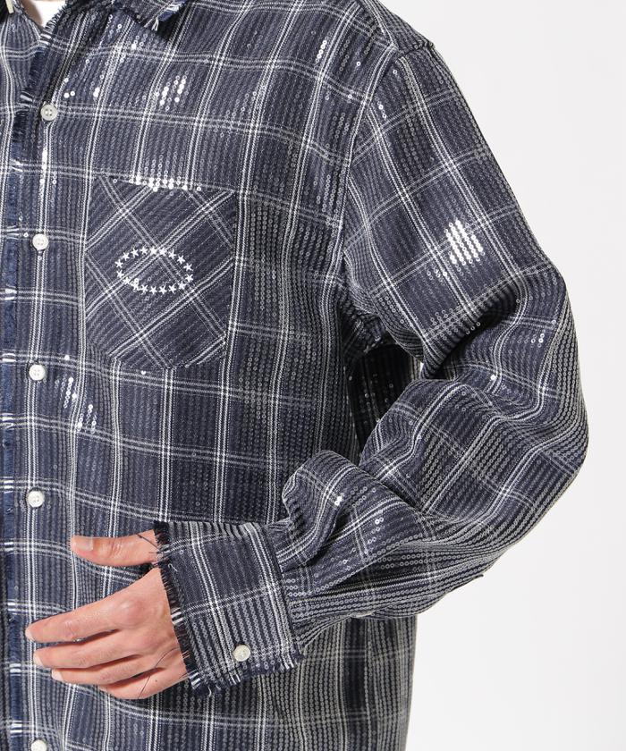 AFB スパンコール長袖シャツ xl AFB スパンコール長袖シャツ xl
