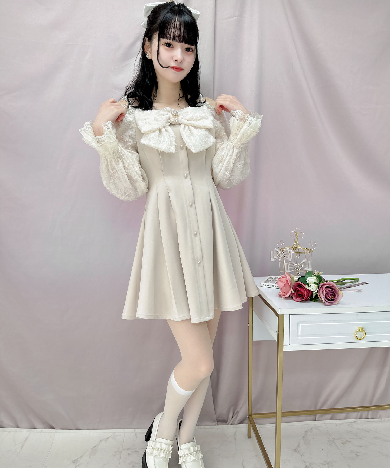 ROJITA Big リボン オフショル ワンピース 量産型 ROJITA Big リボン オフショル ワンピース 量産型