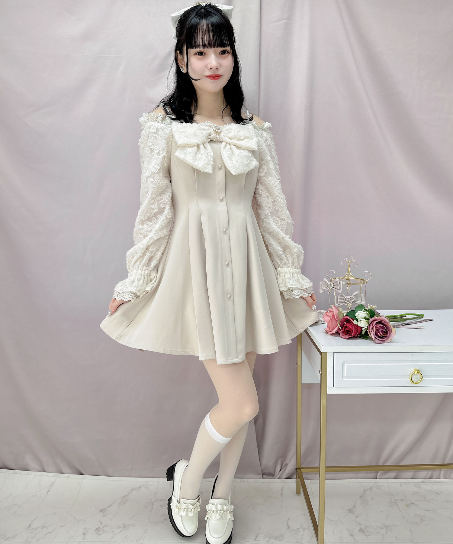 ROJITA BIGリボンオフショルワンピース BIGリボンオフショルワンピース[品番：RJTW0002055]｜ROJITA