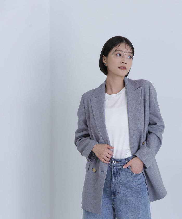 ナチュラルビューティベーシック　ダブルブレストボクシージャケット NATURAL BEAUTY BASIC（ナチュラルビューティーベーシック）の