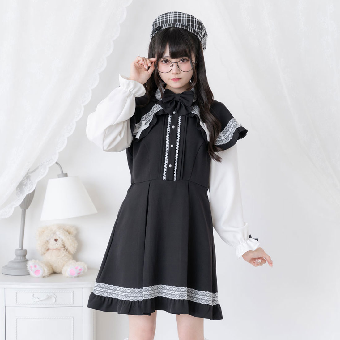 ユメテンボウ 夢展望 ポンチョ風袖切替ワンピース(507219047 ユメテンボウ 夢展望 ポンチョ風袖切替ワンピース(507219047