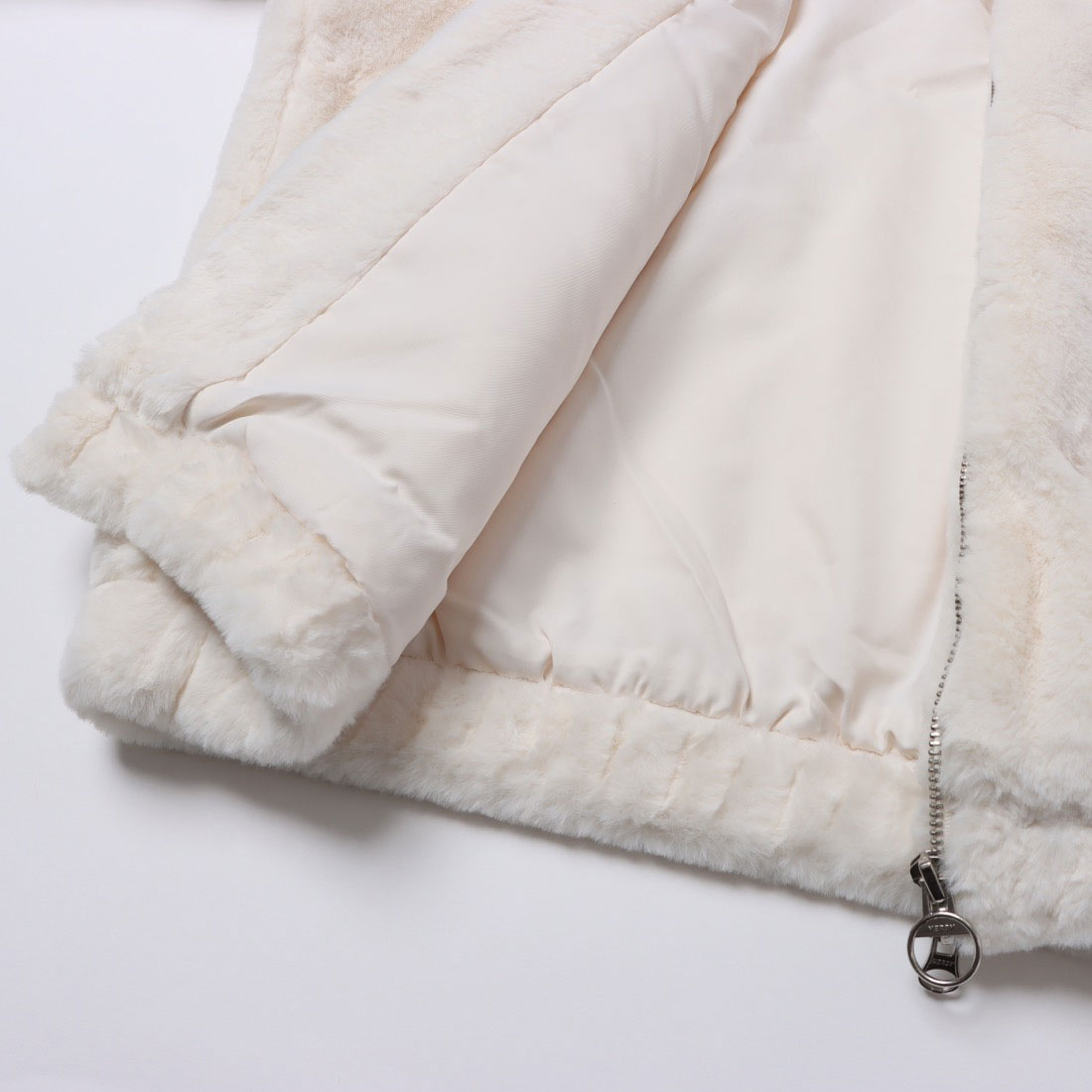NERDY / W's クロップドエコファーフーディージップアップ ブラック ノルディ NERDY CROPPED ECO FUR HOODIE ZIP-UP クロップドエコ