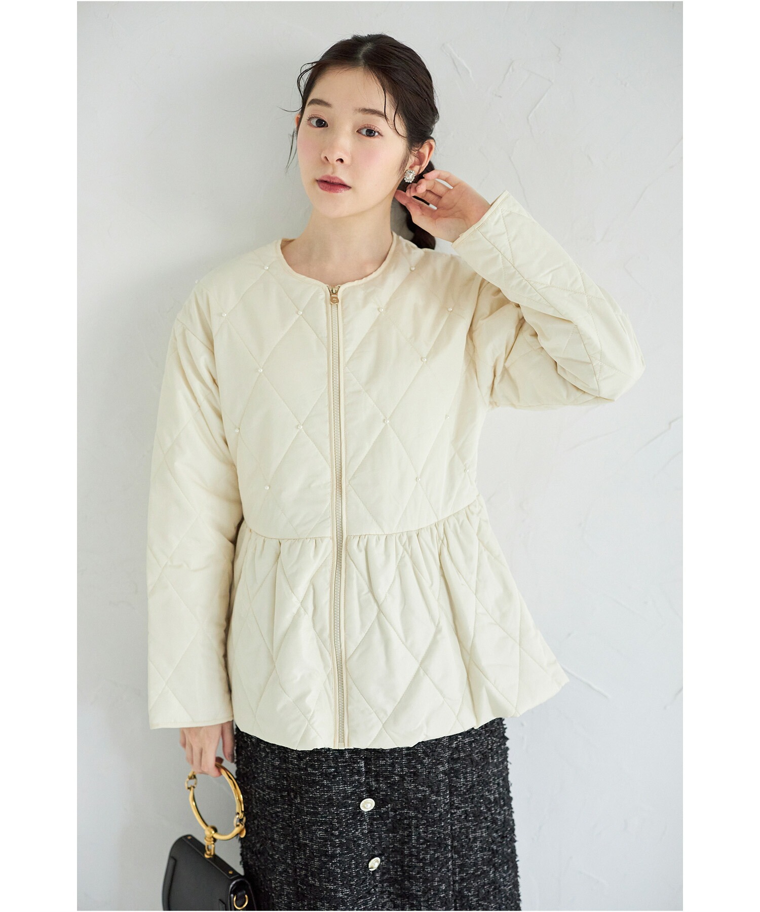 トッコクローゼット tocco closet パール付きキルティング トッコクローゼット tocco closet パール付きキルティング