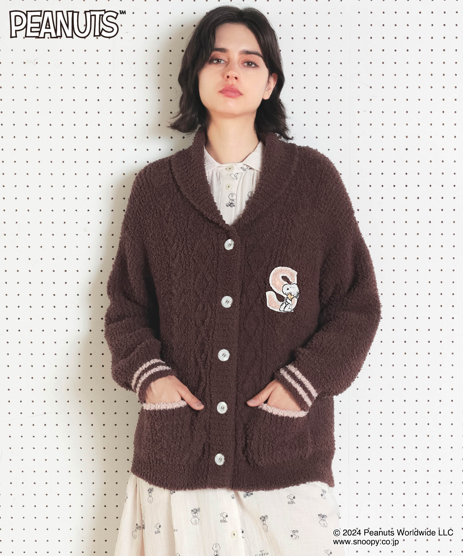ナルエー Narue PEANUTS TMケーブルニットカーディガン ナルエー Narue PEANUTS TMケーブルニットカーディガン