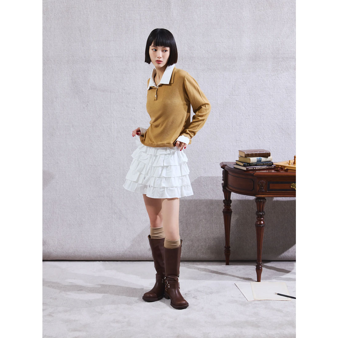 見事な創造力 エイミーイストワール eimy レイヤード風ポロニット istoire Tシャツ(半袖/袖なし)
