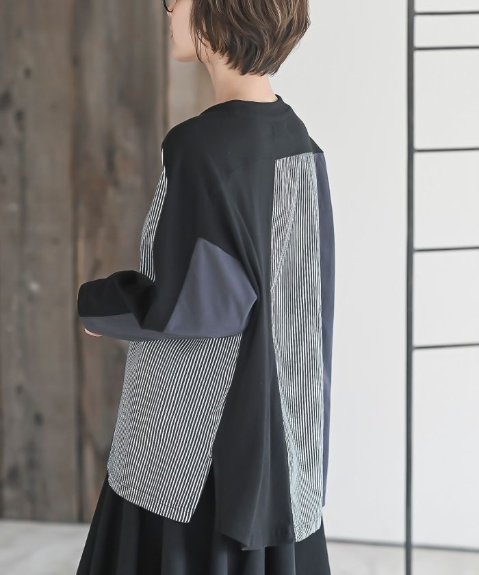 sacai トップス 半袖 1 プリーツ シアー 切り替え 花柄