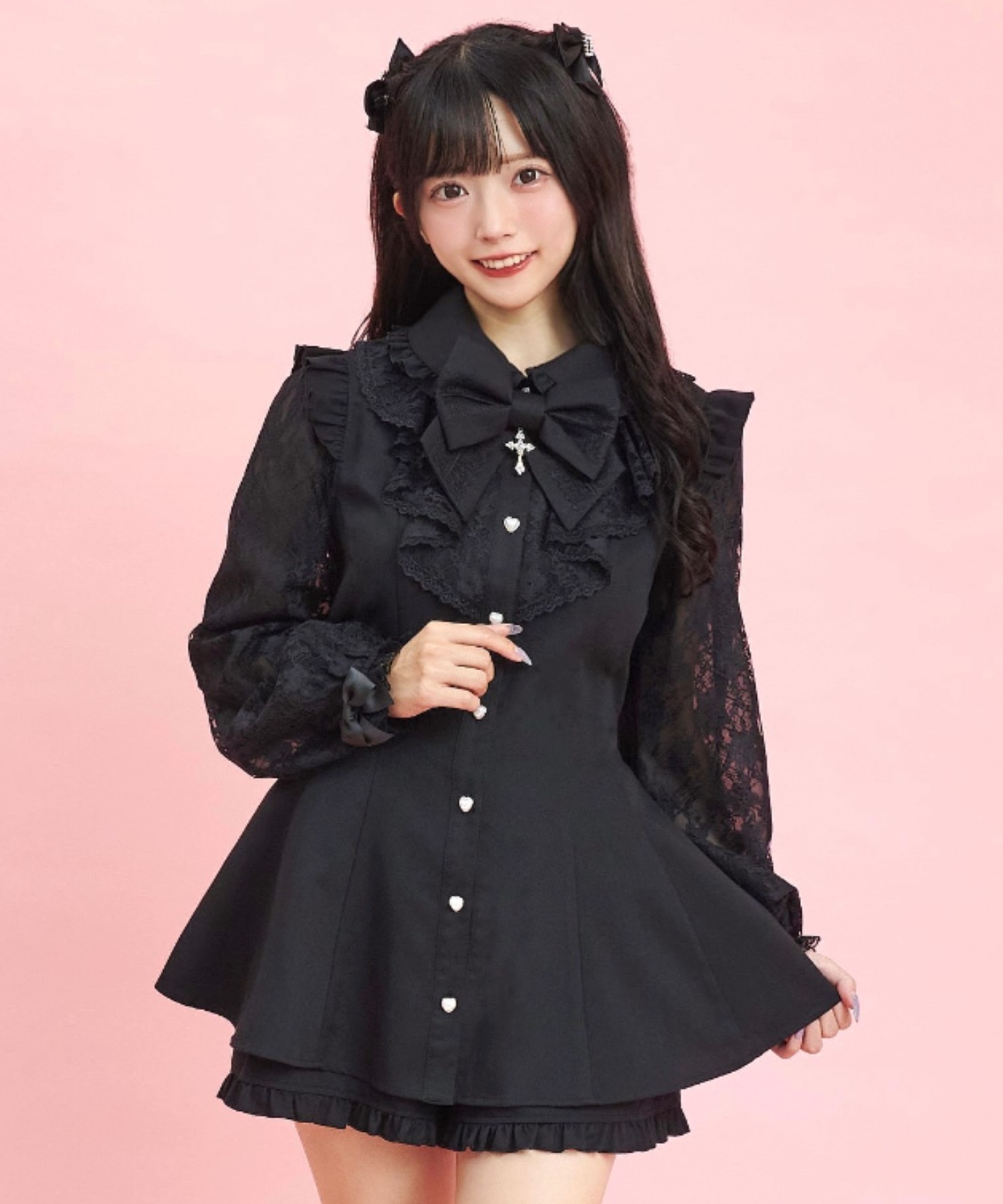 シークレットハニー Secret Honey 袖レースピンタックフリル