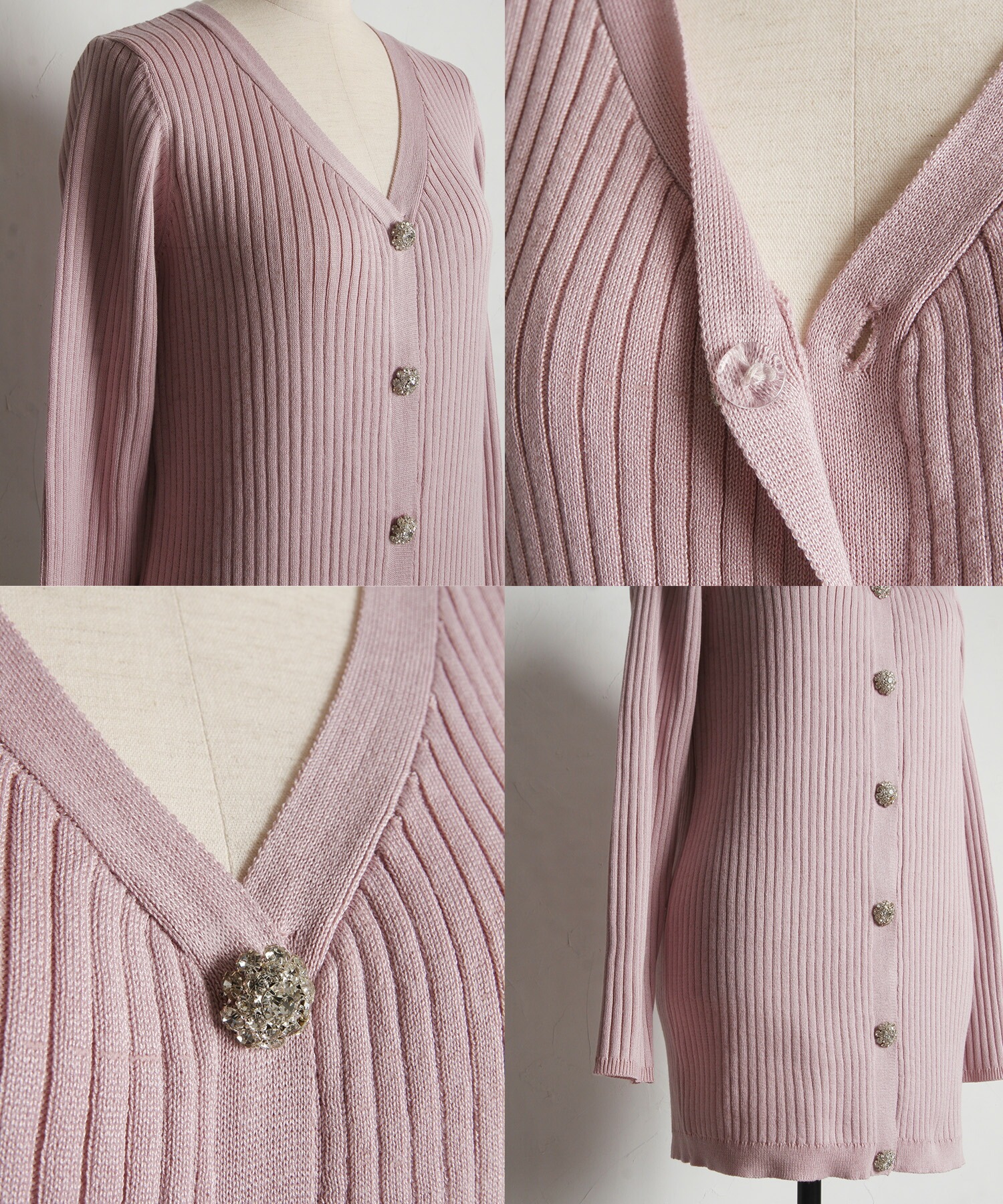 超希少　トモミ　ハイネック長袖ロングニット　ゴールドラメ　ピンク　アンティーク セール】トッコクローゼット tocco closet クリアビジュー釦