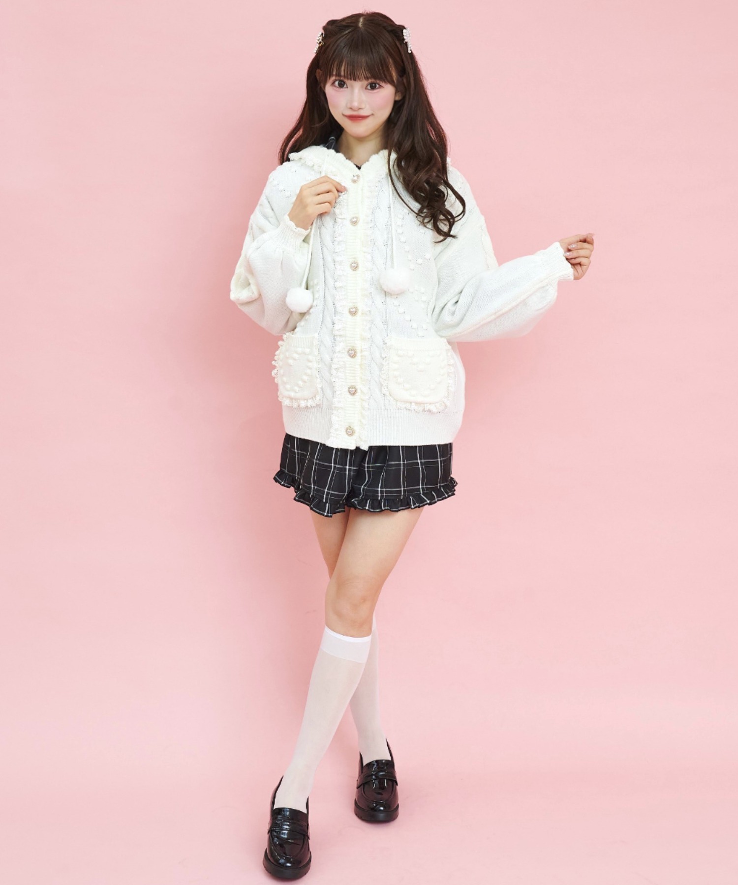 シークレットハニー Secret Honey フード付ハートモチーフニット シークレットハニー Secret Honey フード付ハートモチーフニット