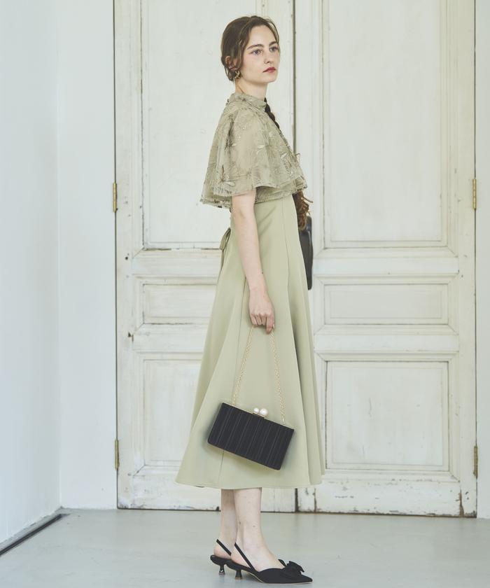 新品【アンドクチュール】ラメフラワーチュールレイヤードドレス　ケープ付き　結婚式 アンドクチュール AND COUTURE ラメフラワーチュールレイヤード