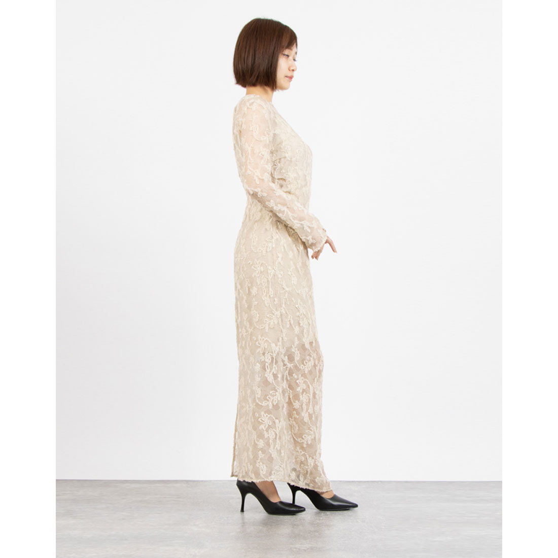 クラネ CLANE FLOWER JACQUARD WAIST DRAPE ONEPIECE(507521707 クラネ CLANE FLOWER JACQUARD WAIST DRAPE ONEPIECE(507521707