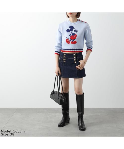 Miu Miu] ウール x カシミヤ セーター ロゴ クロップド丈