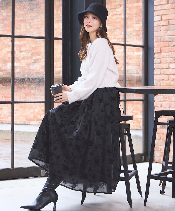 セール 40%OFF】フロッキーフラワープリントスカート(507537535