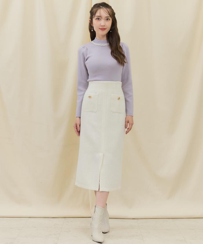 セール 30%OFF】パールビジューハイネックニットプルオーバー