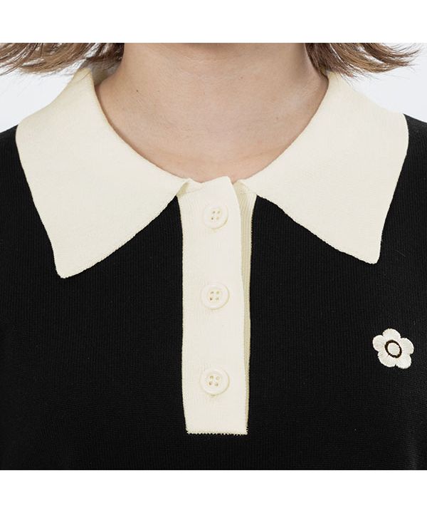 MARY QUANT マリークワント バイカラーデイジーポロ長袖 プルオーバー マリークワント MARY QUANT バイカラーデイジーポロ長袖2 プル