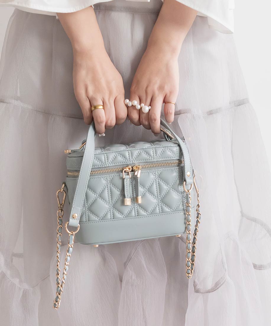 RANDA ランダ バニティバッグ クリーム ランダ RANDA キルティング2WAYバニティバッグ （WHITE