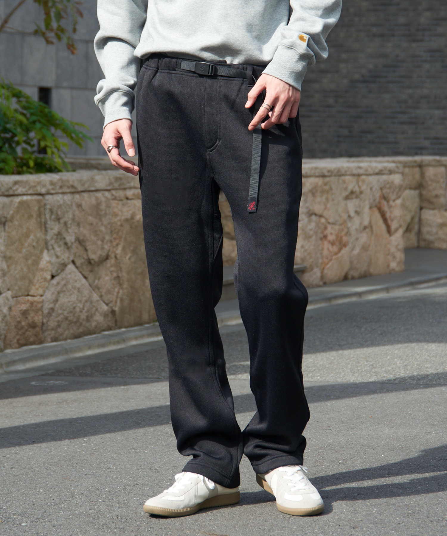 グラミチ グレー フリース カジュアルパンツ ウエストベルト付き グラミチ グレー フリース カジュアルパンツ ウエストベルト付き