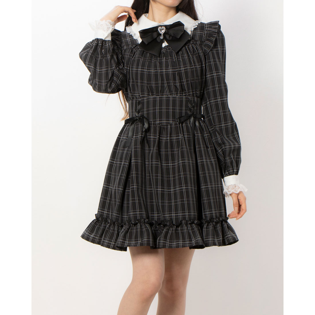 Secret Honey シークレットハニー　ワンピース ブラック シークレットハニー Secret Honey レース袖ドッキングワンピース