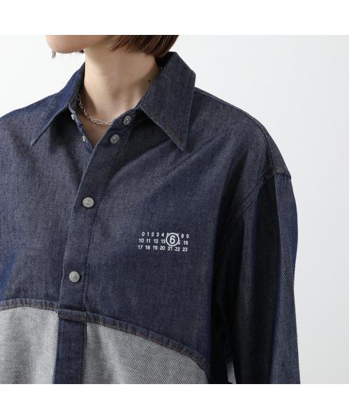 【関税無】MM6 MAISON MARGIELA KIDS ロゴデニムシャツ MM6】Maison Margiela デニムシャツ 男の子 ブルー 子供服