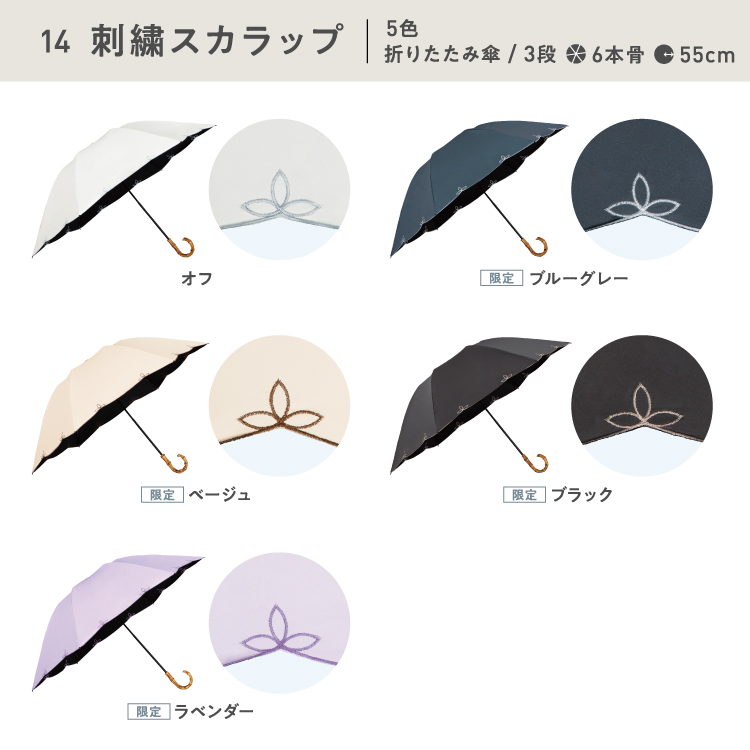 ★完全遮光100% 最強の日傘「UVO（ウーボ）」3段折 刺繍フラワー ミニ Wpc.公式】最強の日傘 UVO(ウーボ) 3段折 刺繍フラワーミニ 55cm
