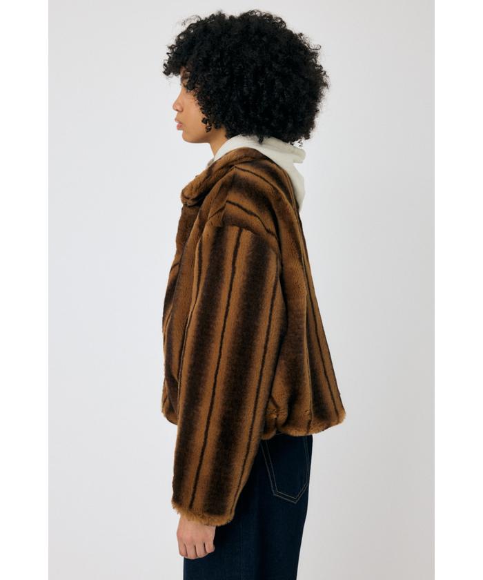 MOUSSY FAUX FUR スタンドカラージャケット ブラウン MOUSSY | FAUX FUR スタンドカラージャケット (ジャケット