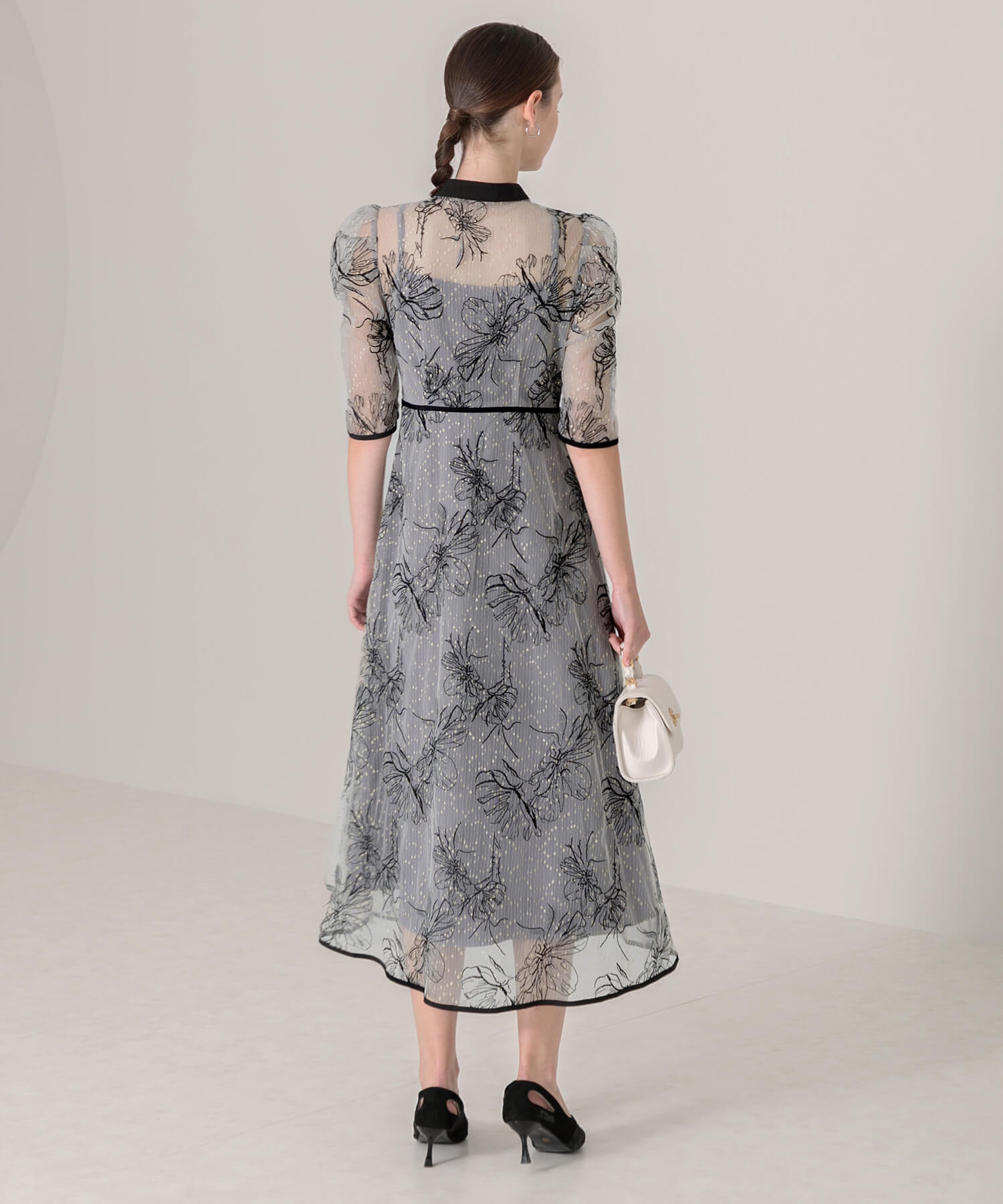 leja ドレスワンピース セール 10%OFF】レジャ Leja 配色パピングプチハイネック花柄