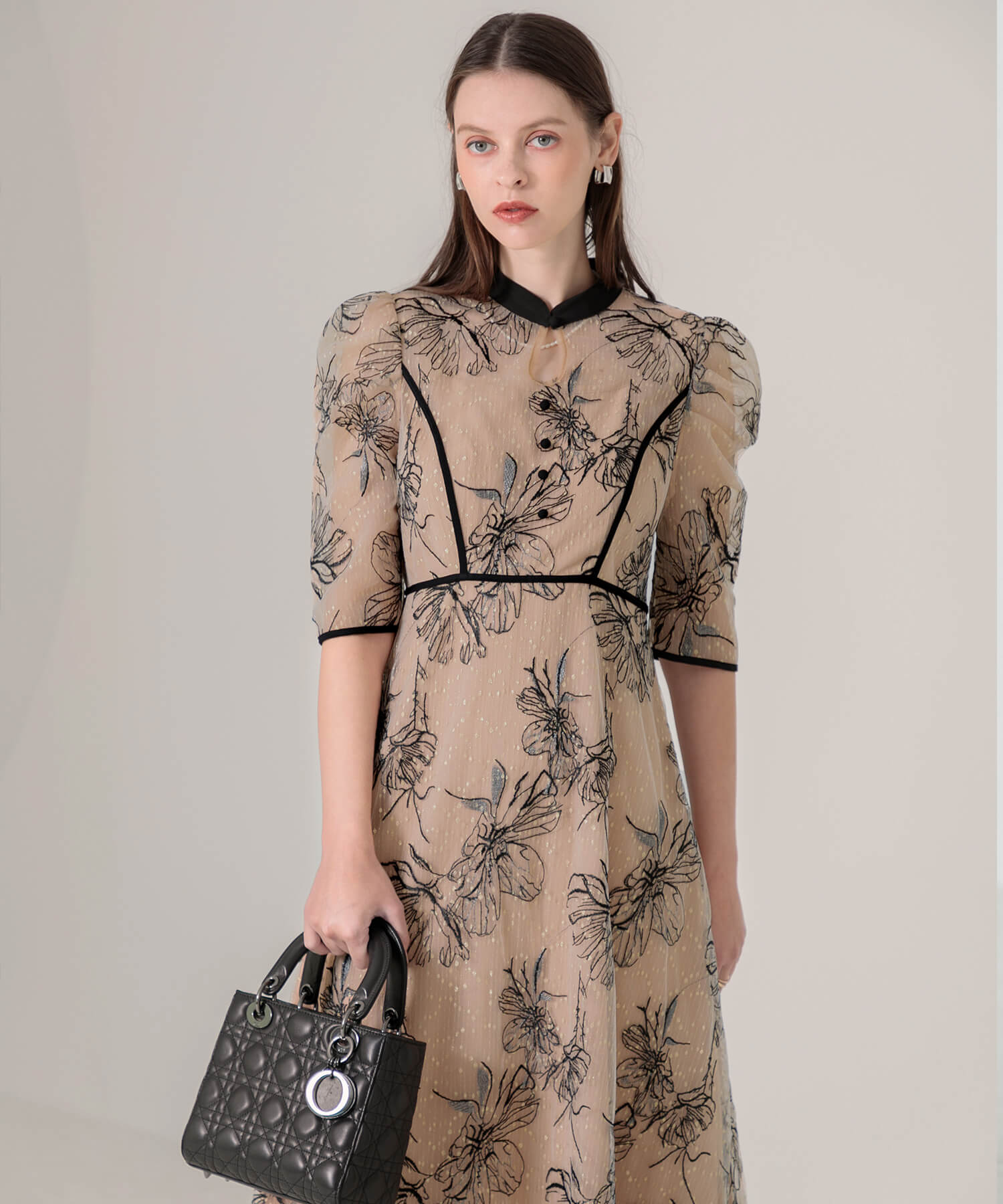 leja ワンピース セール 10%OFF】レジャ Leja 配色パピングプチハイネック花柄