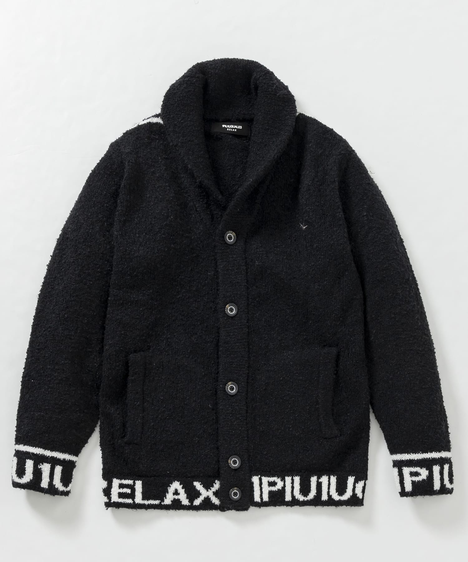 1PIU1UGUALE3 RELAXカラーニットカーディガン 黒 1PIU1UGUALE3 RELAX(ウノピゥウノウグァーレトレ リラックス)裾