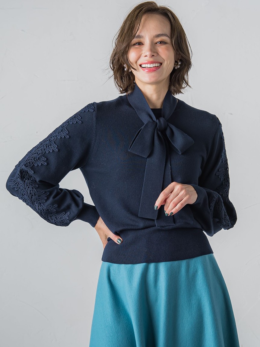 blue rasberryさま専用　ピンク×レースボディ　6号　オーダー セール 40%OFF】ビアッジョブルー Viaggio Blu 袖レースボウタイ