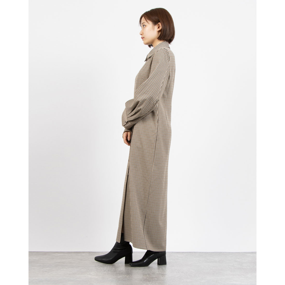 クラネ CLANE POWER SHOULDER CHECK SHIRT ONEPIECE(507546975