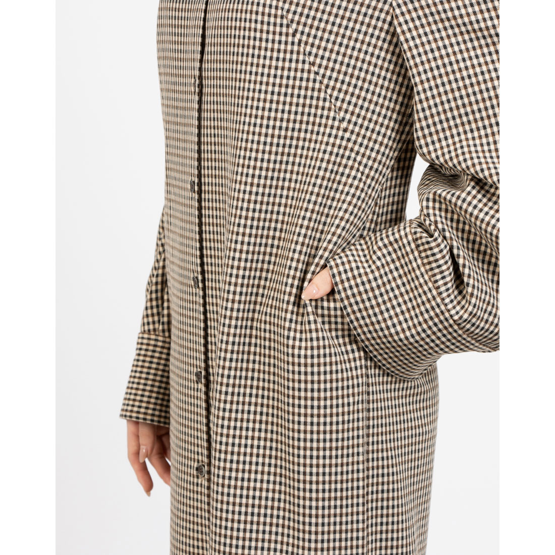 クラネ CLANE POWER SHOULDER CHECK SHIRT ONEPIECE(507546975 クラネ CLANE POWER SHOULDER CHECK SHIRT ONEPIECE(507546975