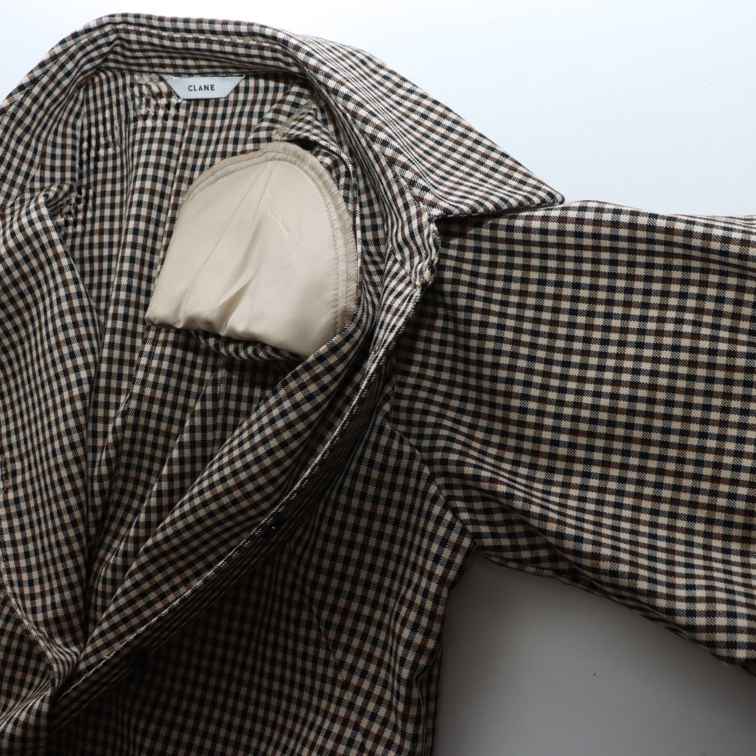 クラネ CLANE POWER SHOULDER CHECK SHIRT ONEPIECE （GRAY