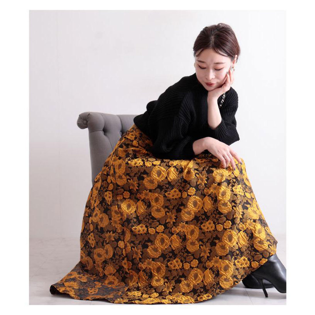 Sawa a la mode スカート レディース 花柄 フレアスカート