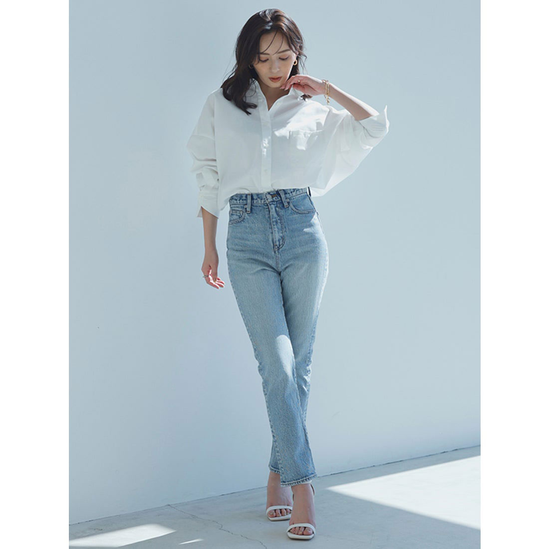 アニヤ★(セールで可愛い)デニムにお似合いFreeHugs/Blue38 アニュアンス anuans Boys fit denim （LIGHT BLUE