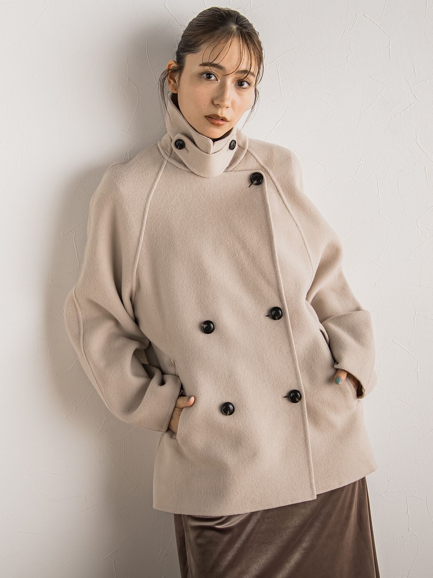 ロージーモンスター☆wantan coat ウールコート BL】ウールブレンドシングルラグランコート/ネイビー/TRIPLEX