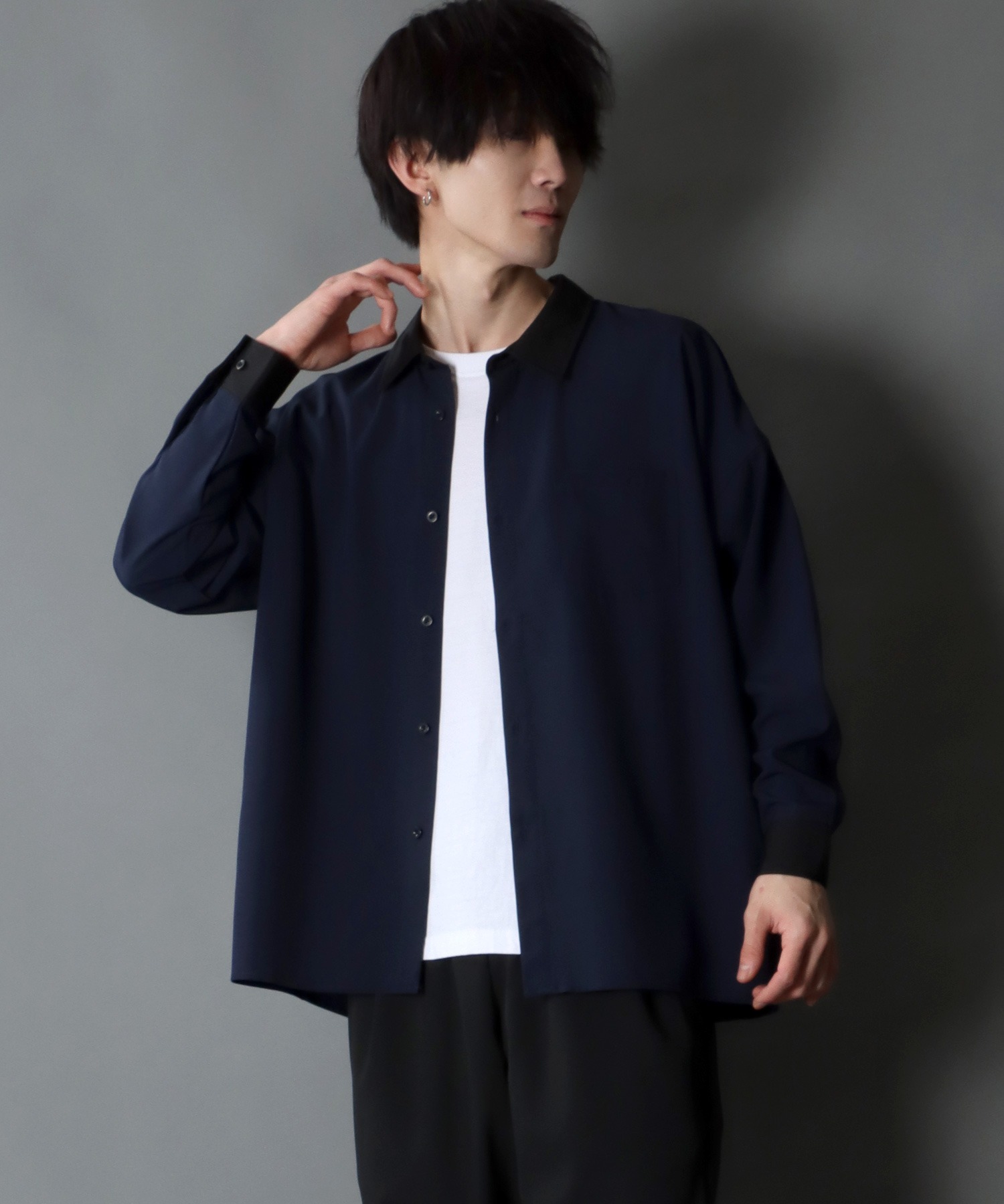 メンズ 長袖シャツ ボリューム袖 ドロップショルダー G00456 SITRY｜カジュアルシャツ メンズ オーバーサイズ ドロップ