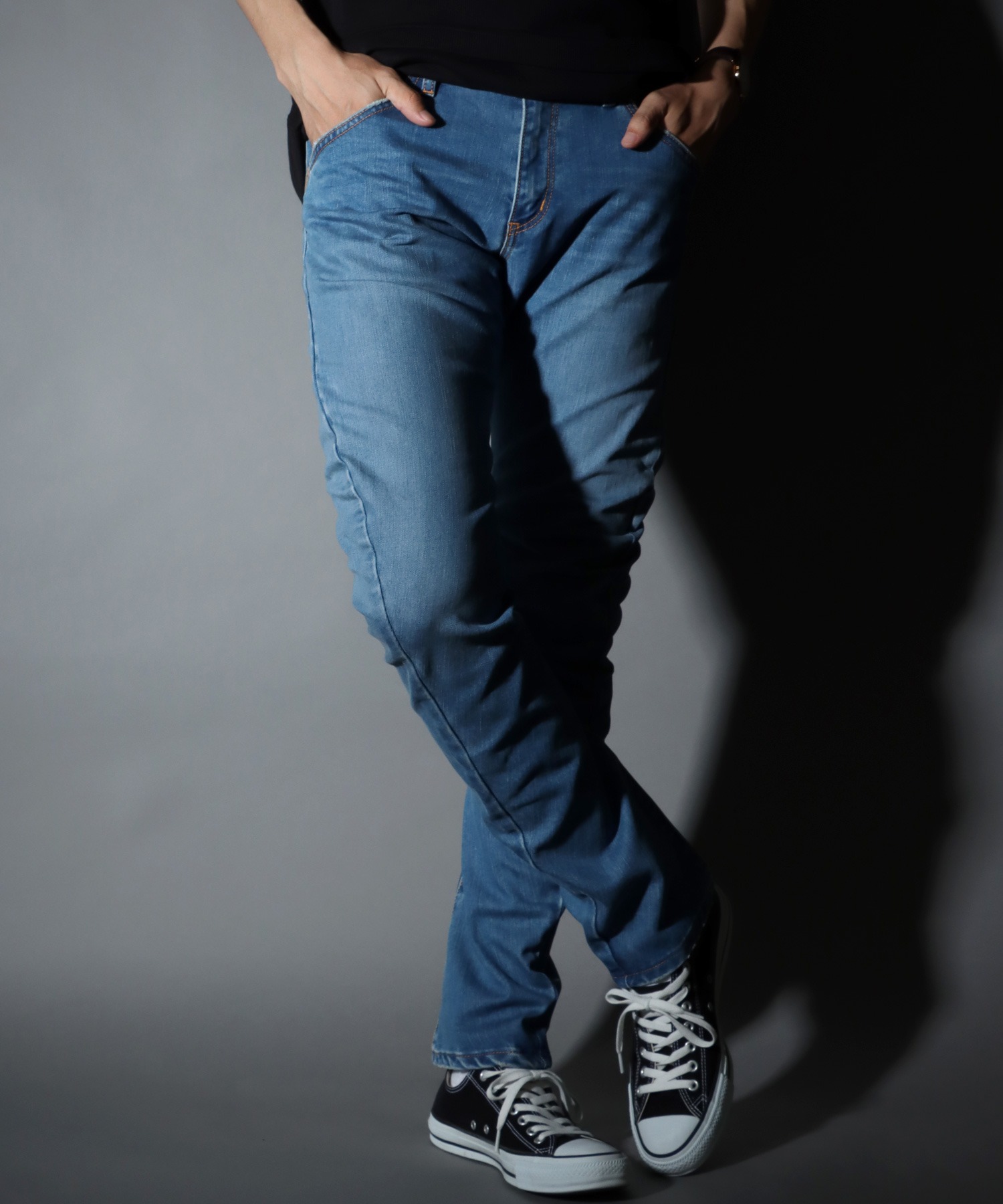 balanceweardesign 立体裁断ストライプデニムパンツ balanceweardesign ストライプ デニムパンツ 立体裁断