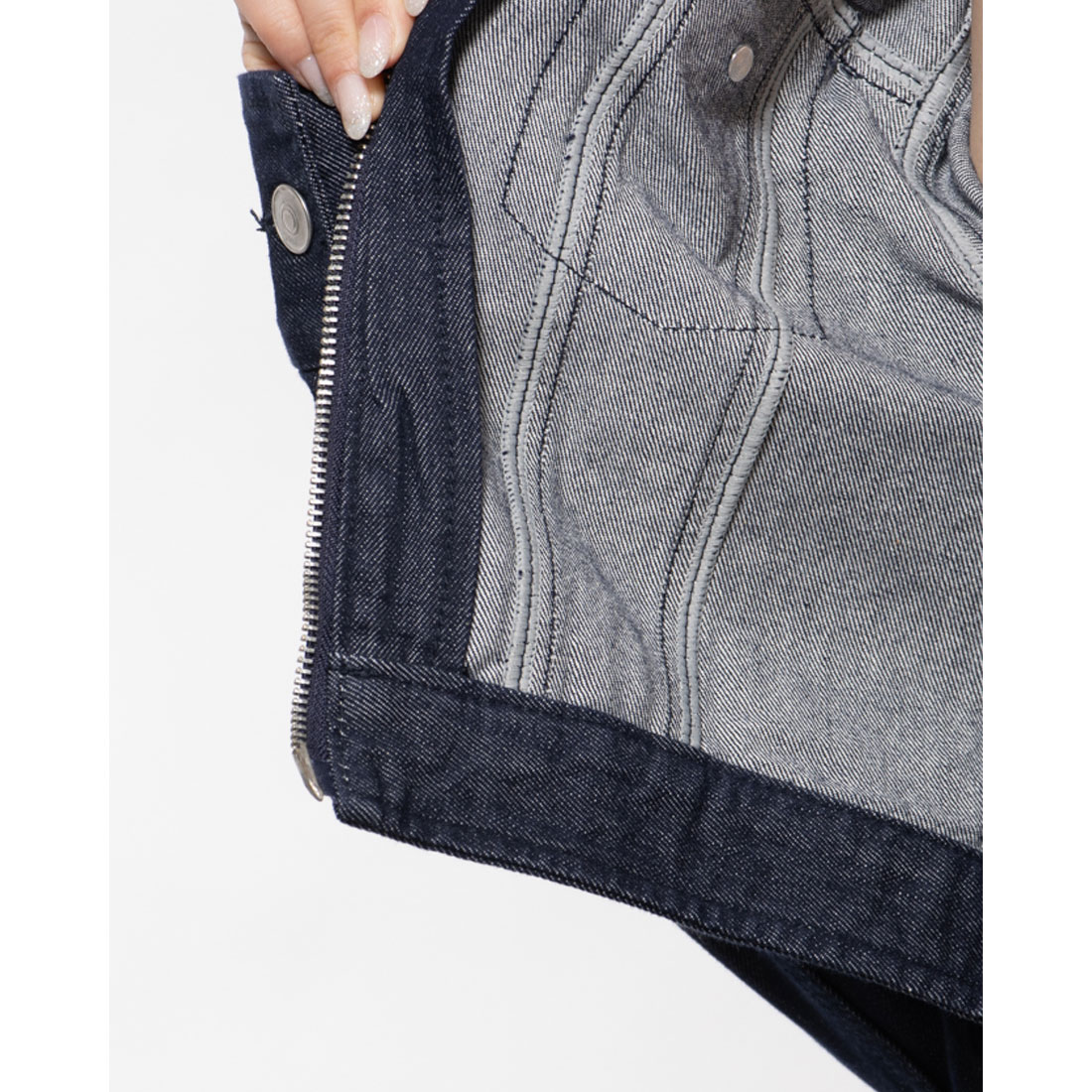 セール】ノルディ NERDY DENIM CROPPED TRUCKER TRACK TOP