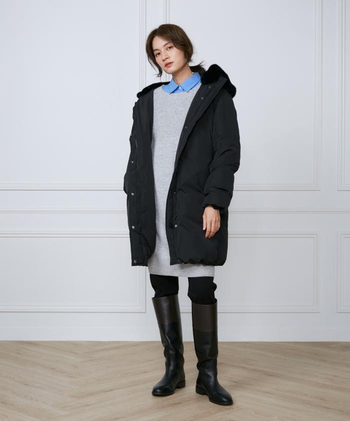 セール 25%OFF】イネド INED フェイクファーフードロングダウン
