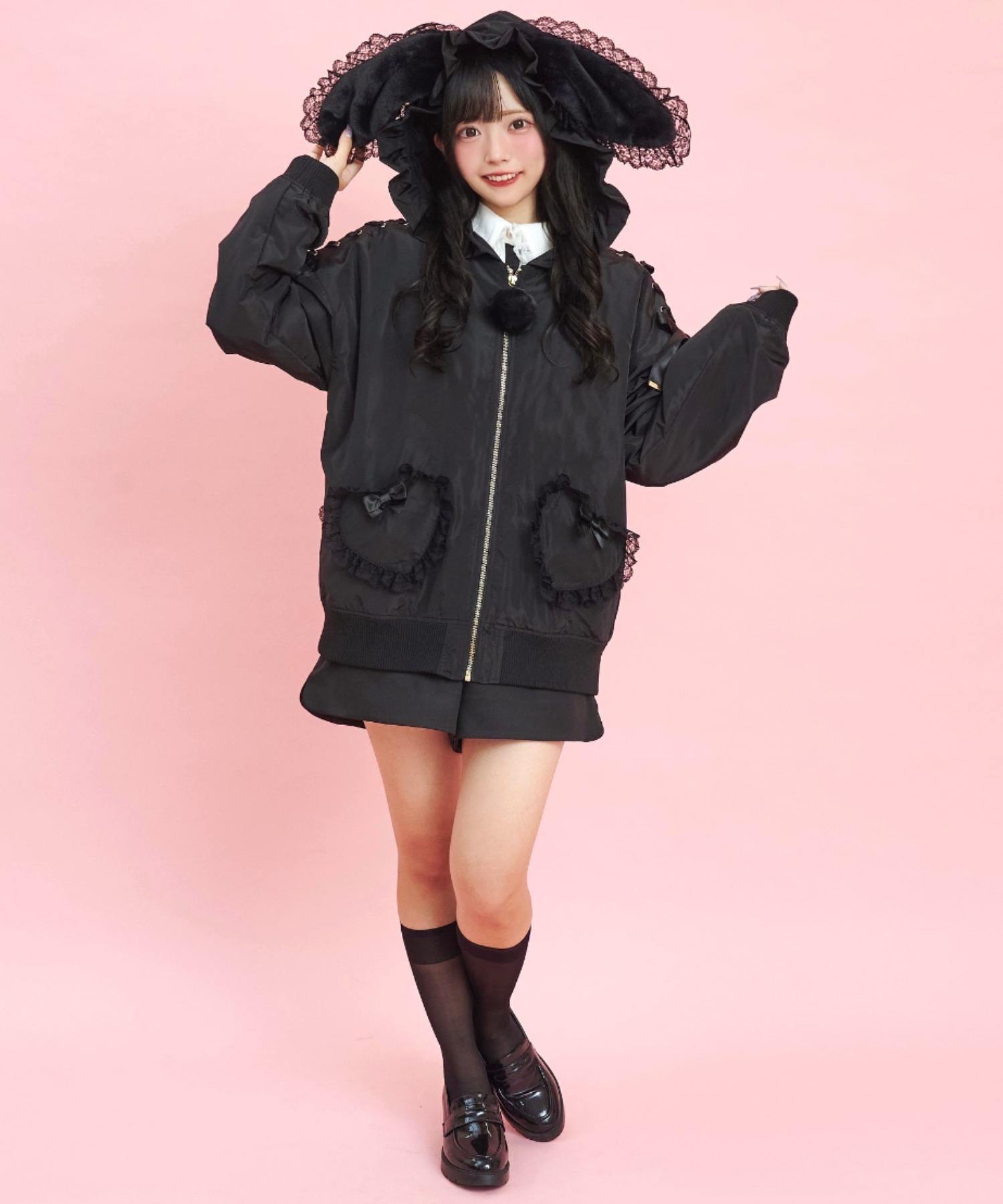 シークレットハニー Secret Honey うさ耳ファーコート ブラック セール】うさ耳ファーコート（その他アウター）｜Secret Honey