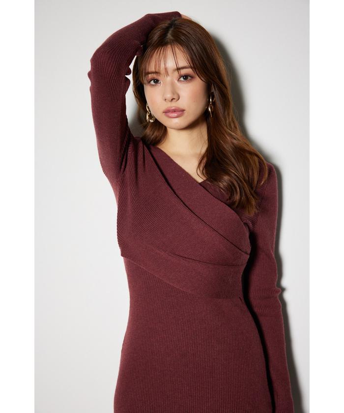 カシュクールウォッシャブルニットワンピース(507586452 カシュクールウォッシャブルニットワンピース(507586452