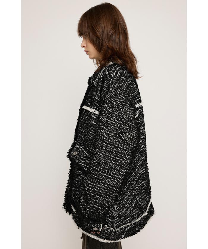 スライ　ブルゾン　TWEED STRIPE ノーカラー BZ ストライプ SLY（スライ）の「TWEED STRIPE ノーカラー BZ（ブルゾン）」 - WEAR