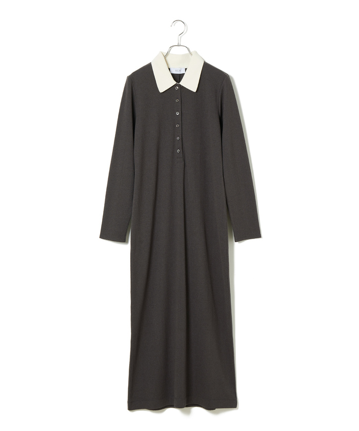 ADAM ET ROPE'【新品】ポロシャツワンピース チャコール F WEB限定】ポロシャツワンピース（ワンピース）｜ADAM ET ROPE